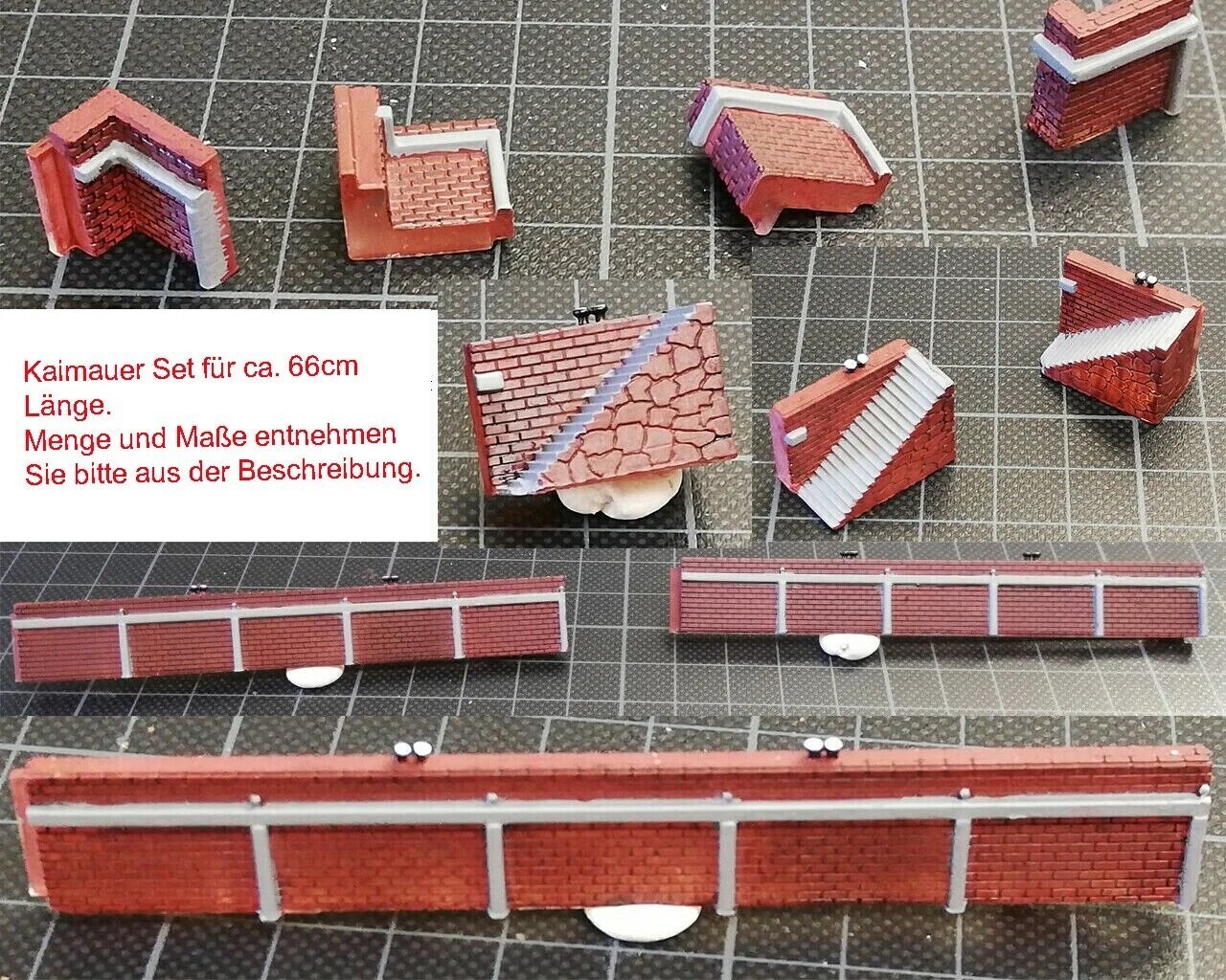 Kaimauer / Hafenmauer Set - Spundwand für Spur TT 1:120