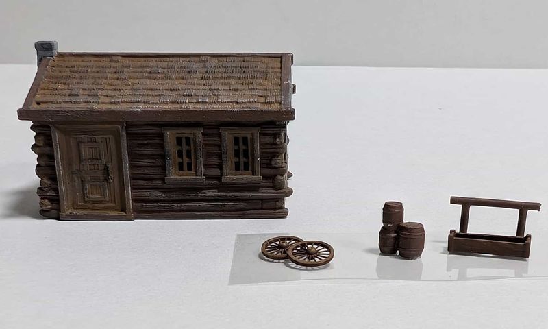 2 Stück - Wild West Siedler/Farmer Blockhaus mit Zubehör Spur N 2 Stück - Wild West Siedler/Farmer Blockhaus mit Zubehör Spur N