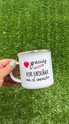 Jarrito esmaltado gracias por enseñar con el corazón