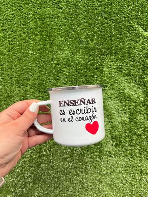 Jarrito esmaltado enseñar es escribir en el corazón