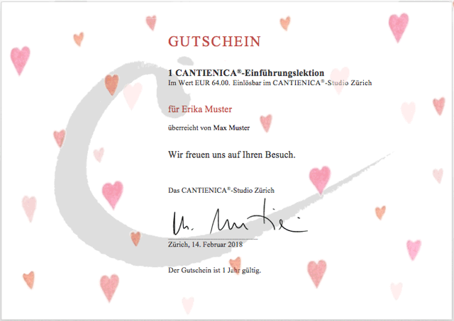 Gutschein für eine Einführungslektion im CANTIENICA®-Studio Zürich