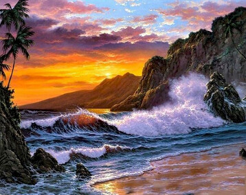 Ocean and Mountain Paint by Numbers kit