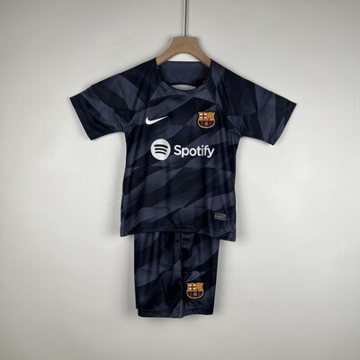 FC Barcelona 23/24 Goalkeeper Black Kids Kit