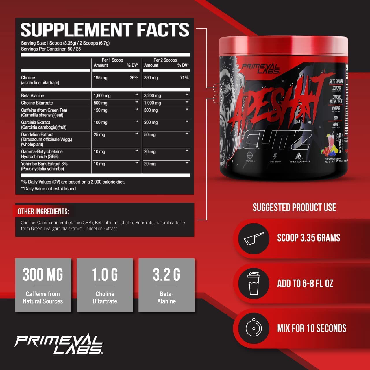Primeval Labs Apesh*t Cutz - 50 Servings