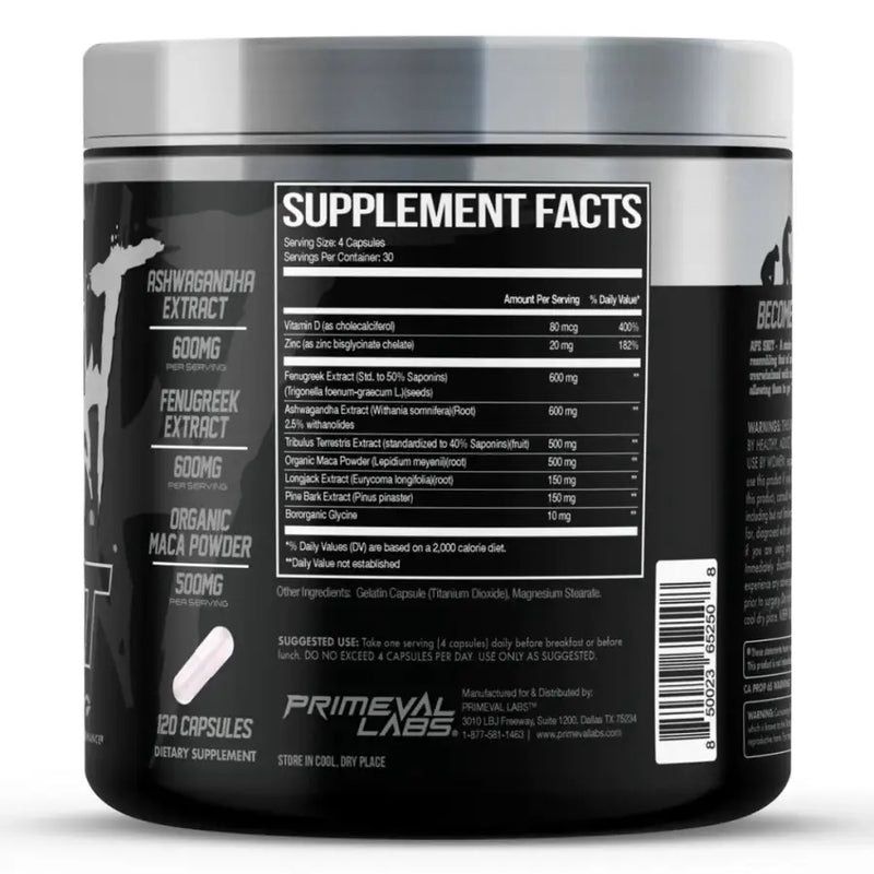 Primeval Labs Apesh*t Test - 120 Capsules