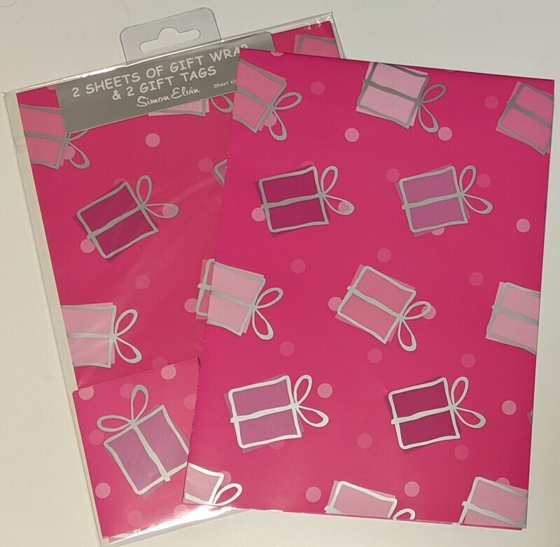 Simon Elvin Premium Wrapping Paper - 2 Large Sheets, 2 Matching Gift Tags
