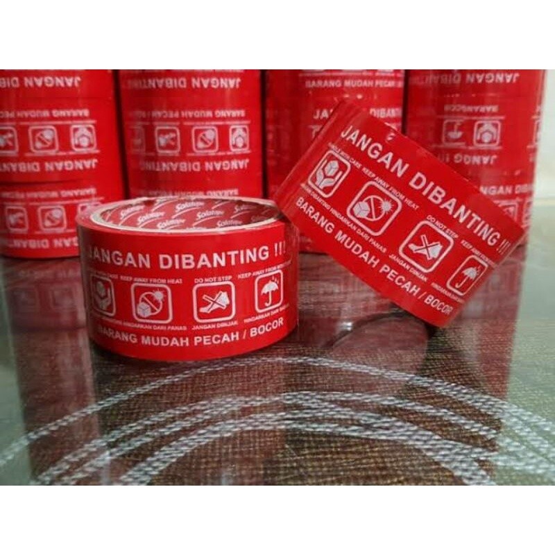 LAKBAN FRAGILE MERAH 2” (48MM x 60 Y) FRAGILE TAPE