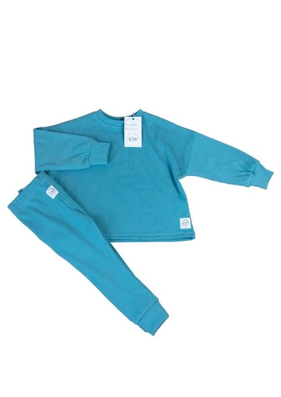 Kids Ribbed set with tights Blue