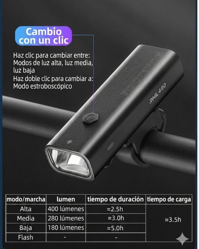 Luz frontal 800  lúmenes-Rockbros