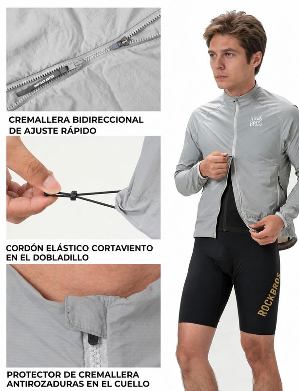 ROCKBROS NanoShell Gris Chaqueta rompevientos ligera