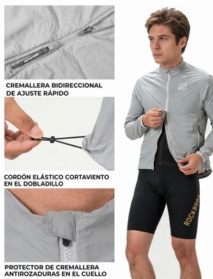 ROCKBROS NanoShell Gris Chaqueta rompevientos ligera