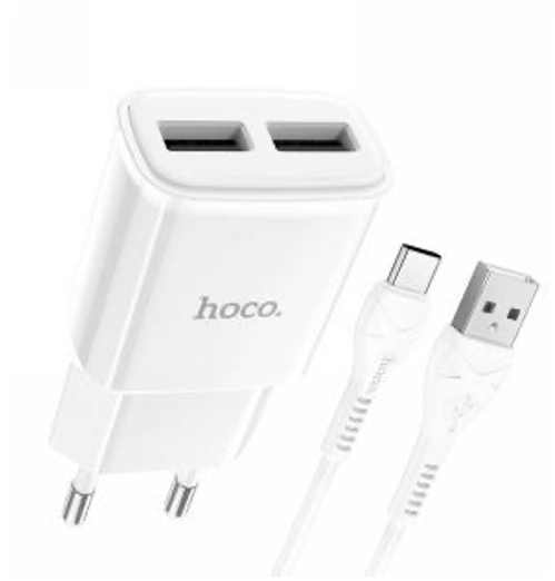 Ficha carga 2 USB + cable micro USB- 2A carga