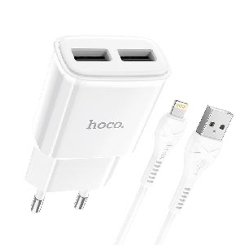 Ficha carga 2 USB + cable tipo C- 2A carga