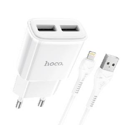 Ficha carga 2 USB + cable tipo C- 2A carga