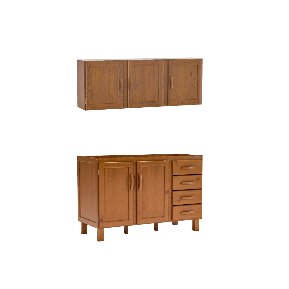 Bajo Mesada + Mueble Aéreo 100% Madera Maciza