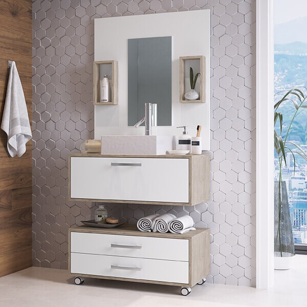 Mueble Baño Class De 80cm Pileta+espejo Premium