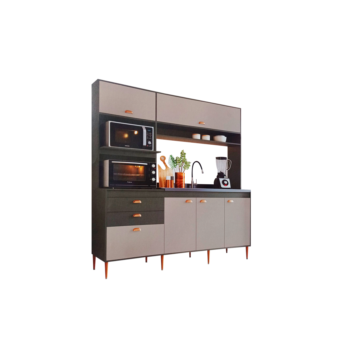 Mueble Kit Cocina Compacta Napoles + Pileta Acero Inoxidable