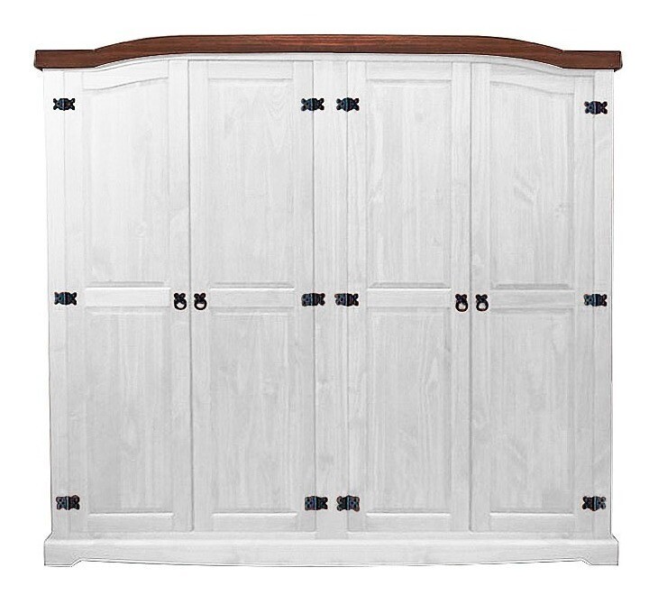 Ropero Madera Pino Macizo 4 Puertas Blanco