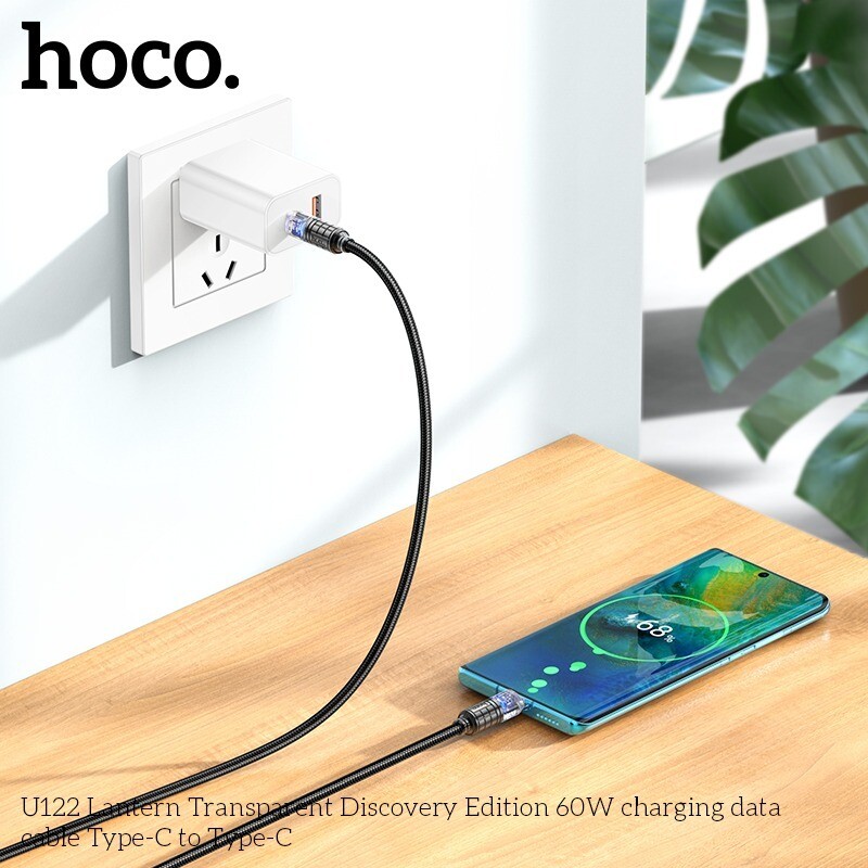 Cable trenzado reforzado 60W Hoco U122 cable de datos y carga tipo C a tipo C