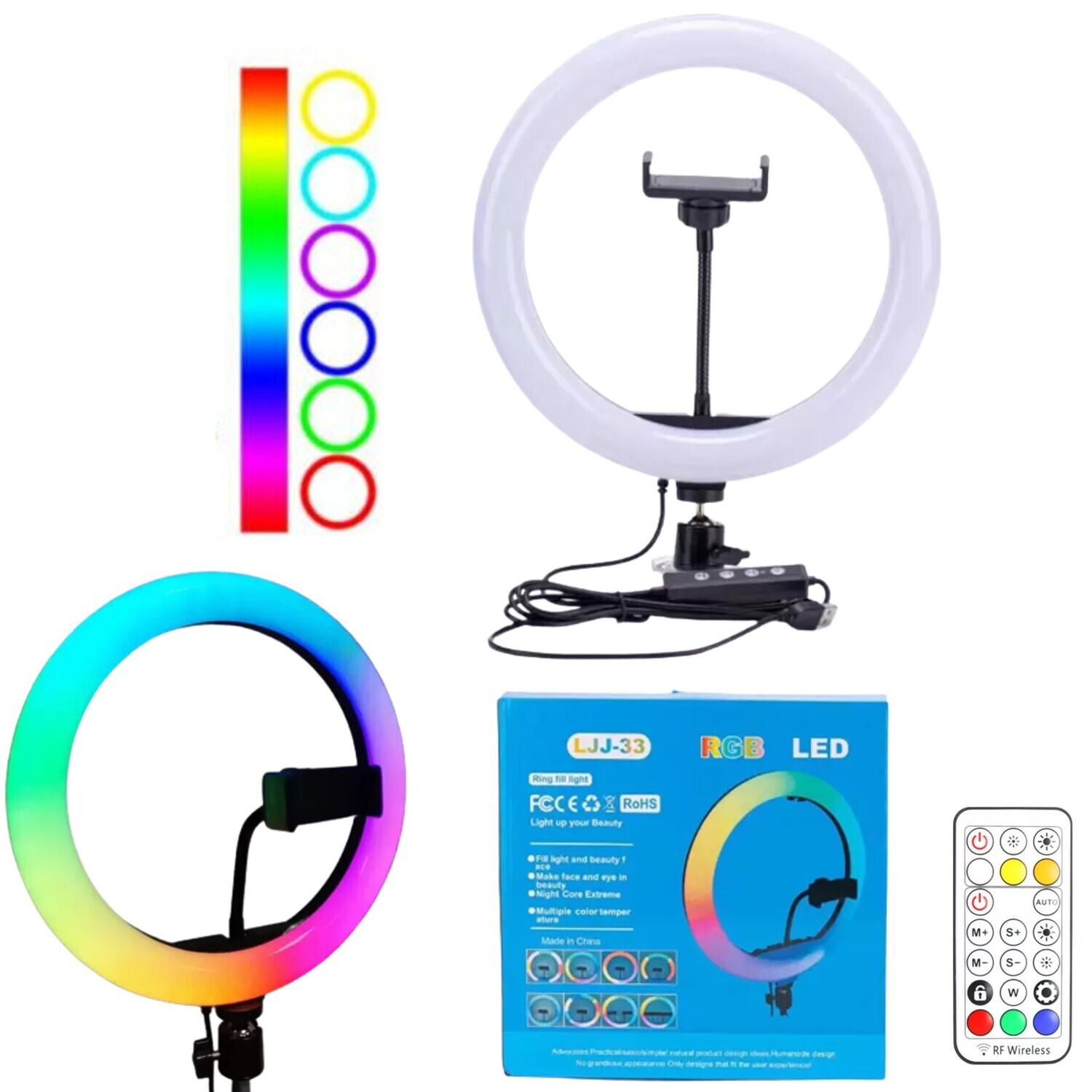 Aro Anillo Luz Led 32cm Con RGB Con Control Remoto + trípode