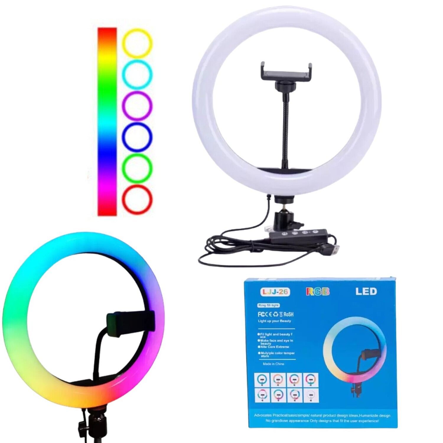 Aro Anillo Luz Led 26cm Con luces colores RGB