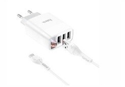 Cargador Hoco 3 Puertos USB + Cable Micro