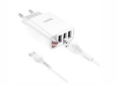 Ficha carga Hoco 3 Puertos USB + Cable TipoC