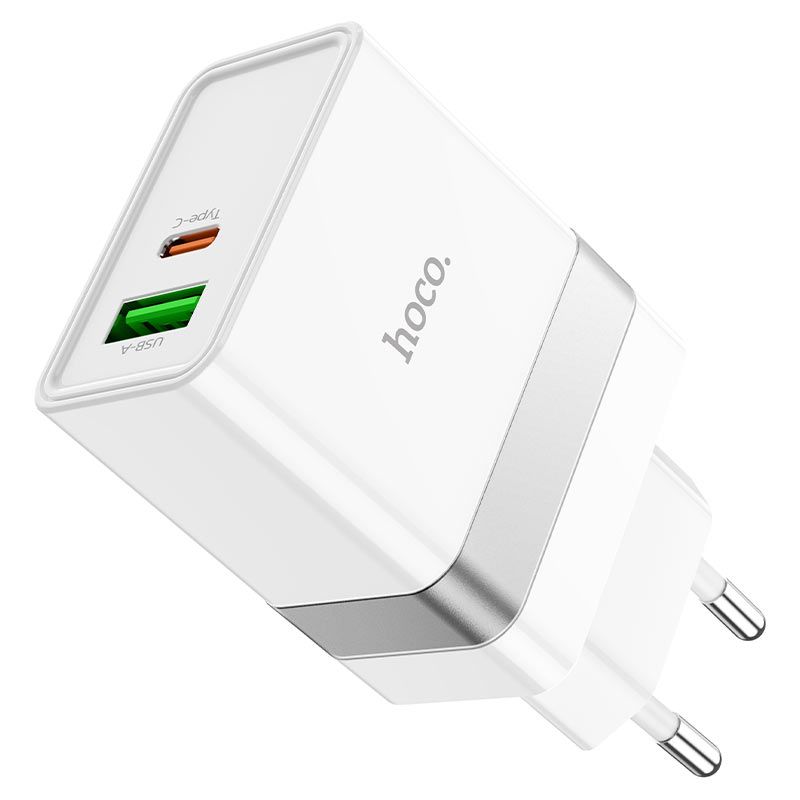 FICHA CARGA HOCO N21 30W PUERTOS TIPO C Y USB