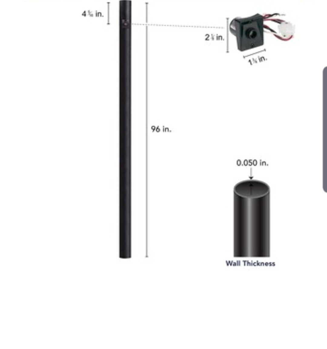 Solus SP7-NCA-BK 7&#39; Outdoor Direct Burial Aluminum Lamp Post