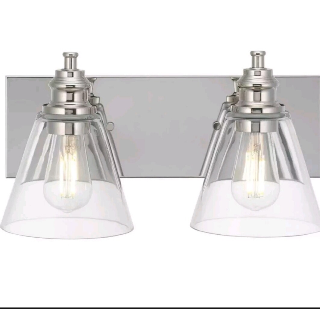 Hampton Bay Manor Matte Black Industrial Bathroom Vanity Light with Clear Glass Shades