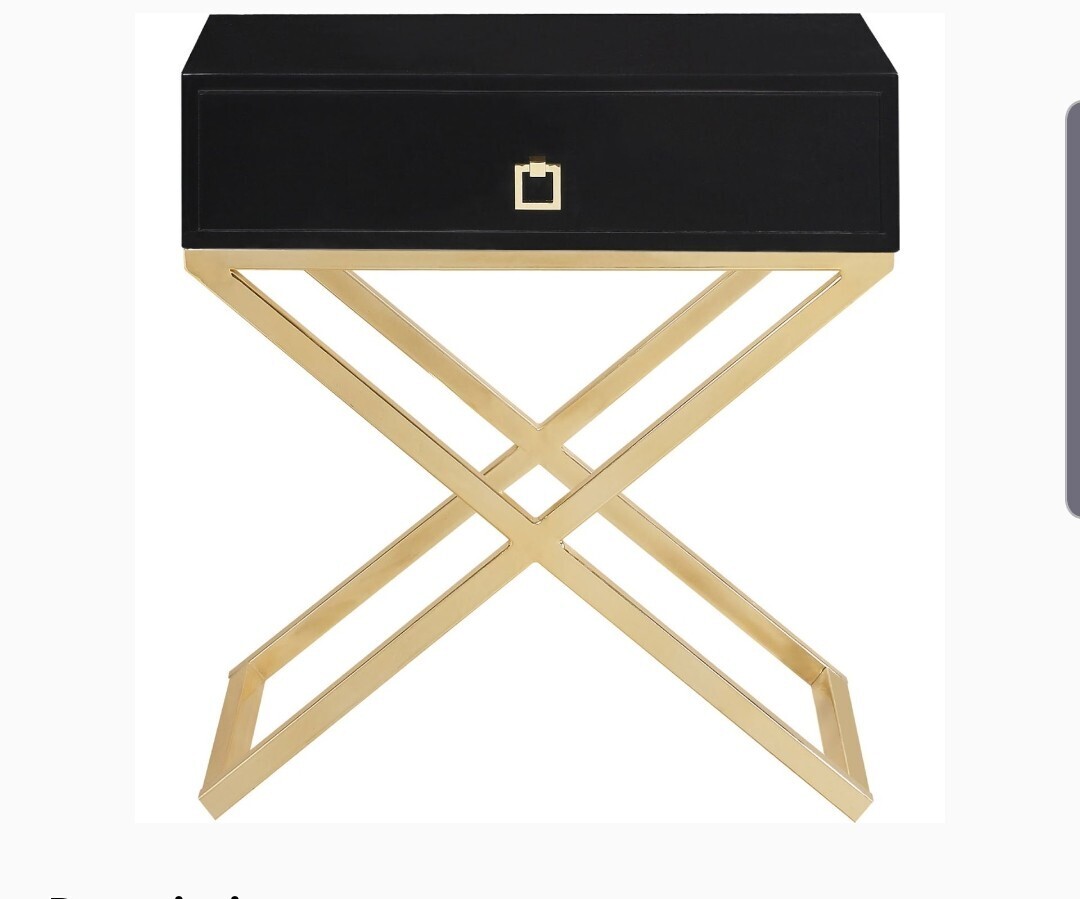 Ithaca Side Table in High Gloss Black Lacquer on Brass Stainless
