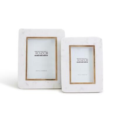 Marble and Brass Picture Frames- S/2