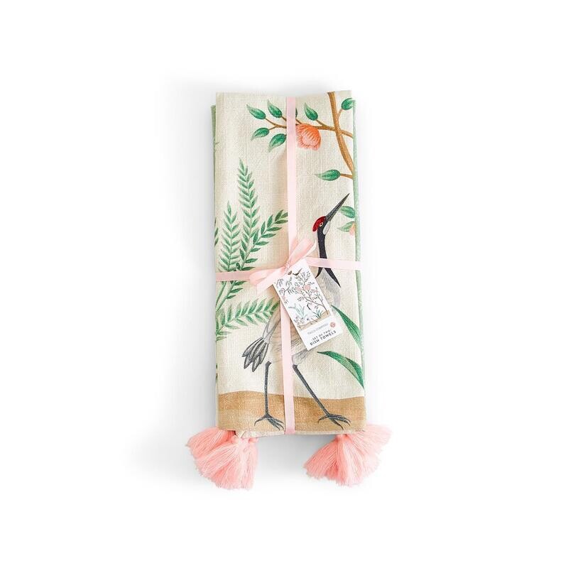 Floral Pom Pom Dish Towels S/2