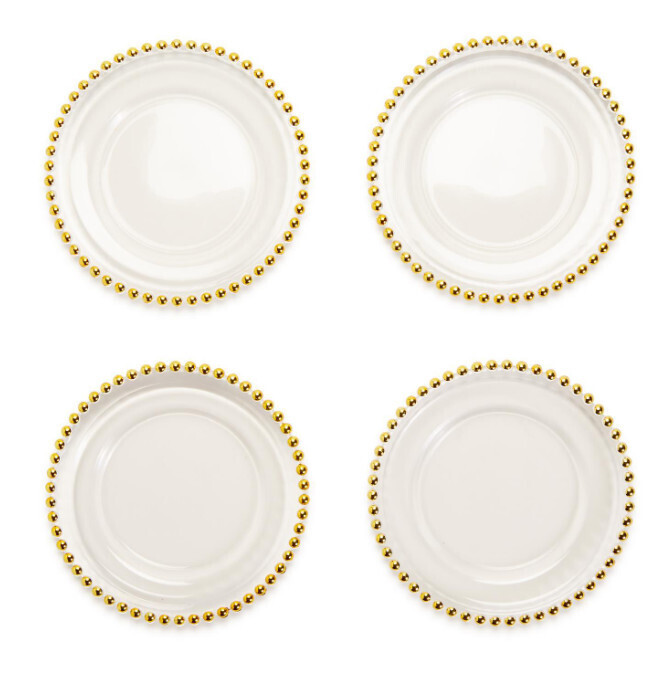 GOLDEN BEADS S/4 APPETIZER / DESSERT PLATES