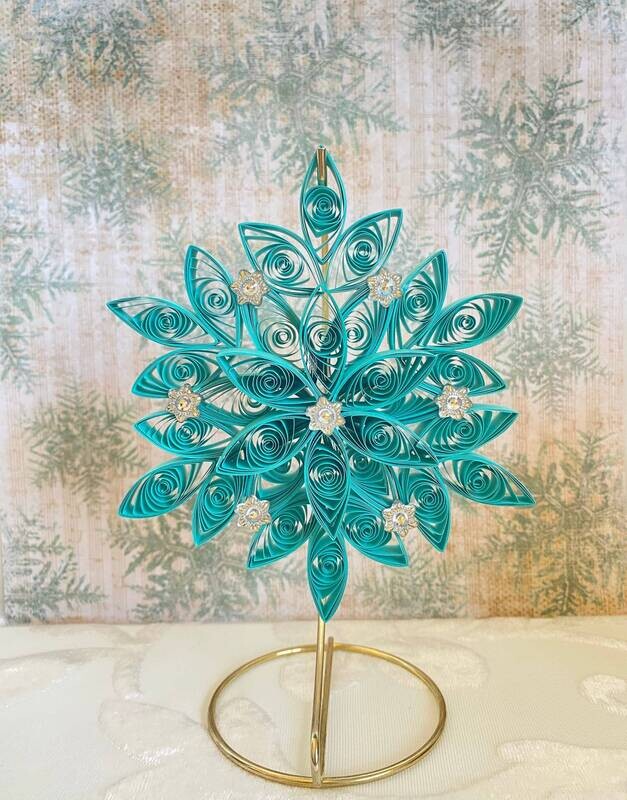 Quilling turquoise Snowflake Christmas tree topper