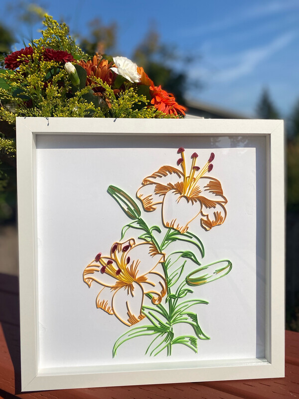 Framed Paper quilling Lily Flowers