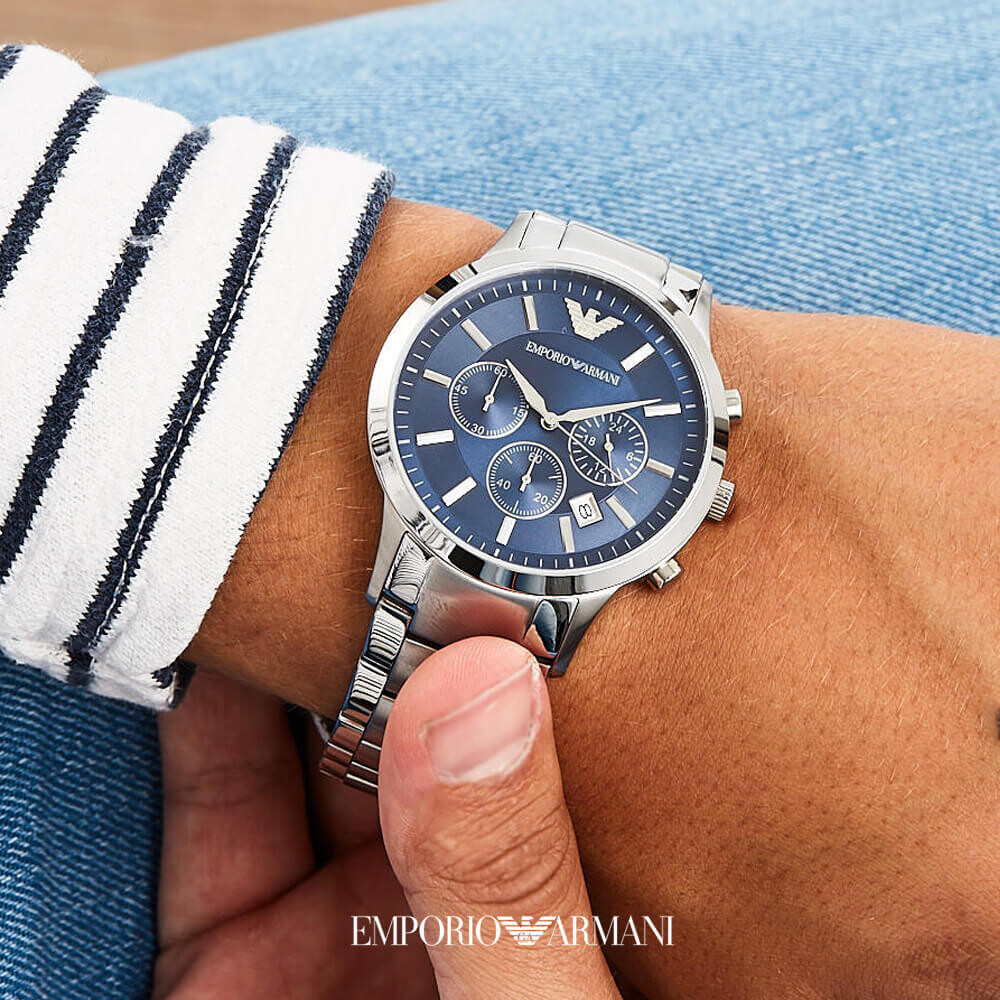 Orologio Emporio Armani quadrante blu navy, cronografo