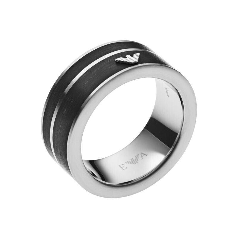 Anello Emporio Armani smalto nero con aquila in rilievo