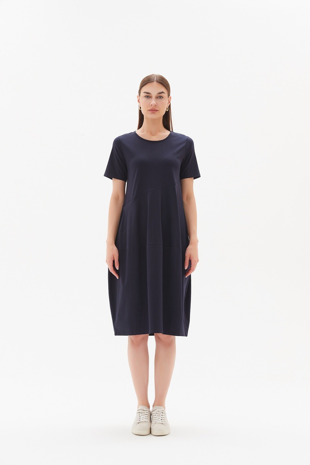 23D3102 Short Sleeve Diagonal Dress