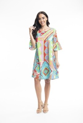 Zio Turq Dress with Frill 3/4 Sleeves