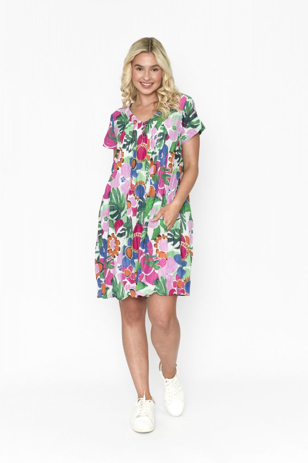 Nicola Dress Cap Sleeve - Print 7, Size: 10