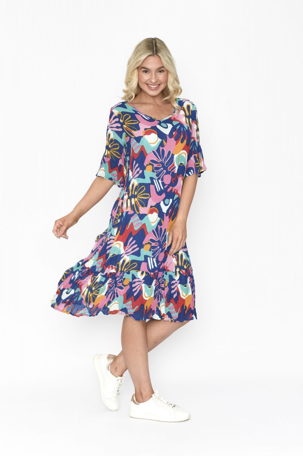 Jessica Dress Sleeved - Print 6, Size: 8