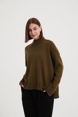 24K3382 Turtle Neck Boxy Knit