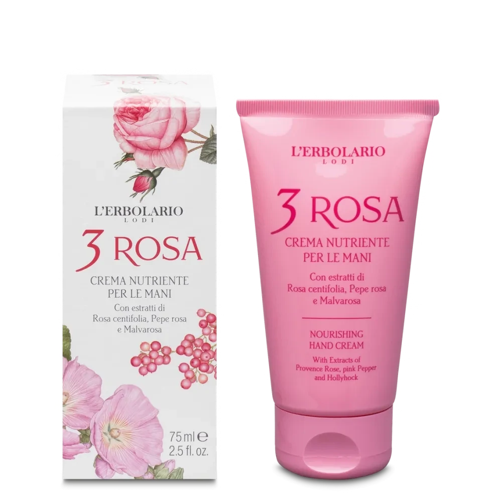 3 Rosa crema nutriente per le mani 40 ML