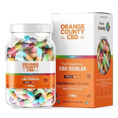 Orange County CBD Gummies Würmer, 70 Stück, 1600 mg CBD, ( 535 g )