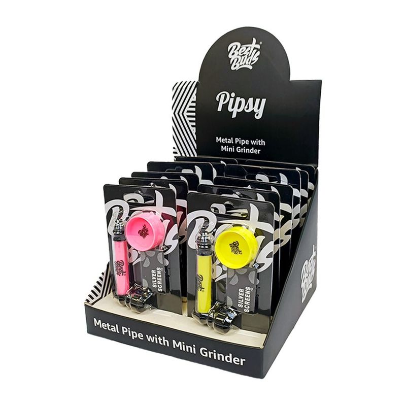 Best Buds Pipsy Metallpfeife mit Mini-Grinder Mix Farben