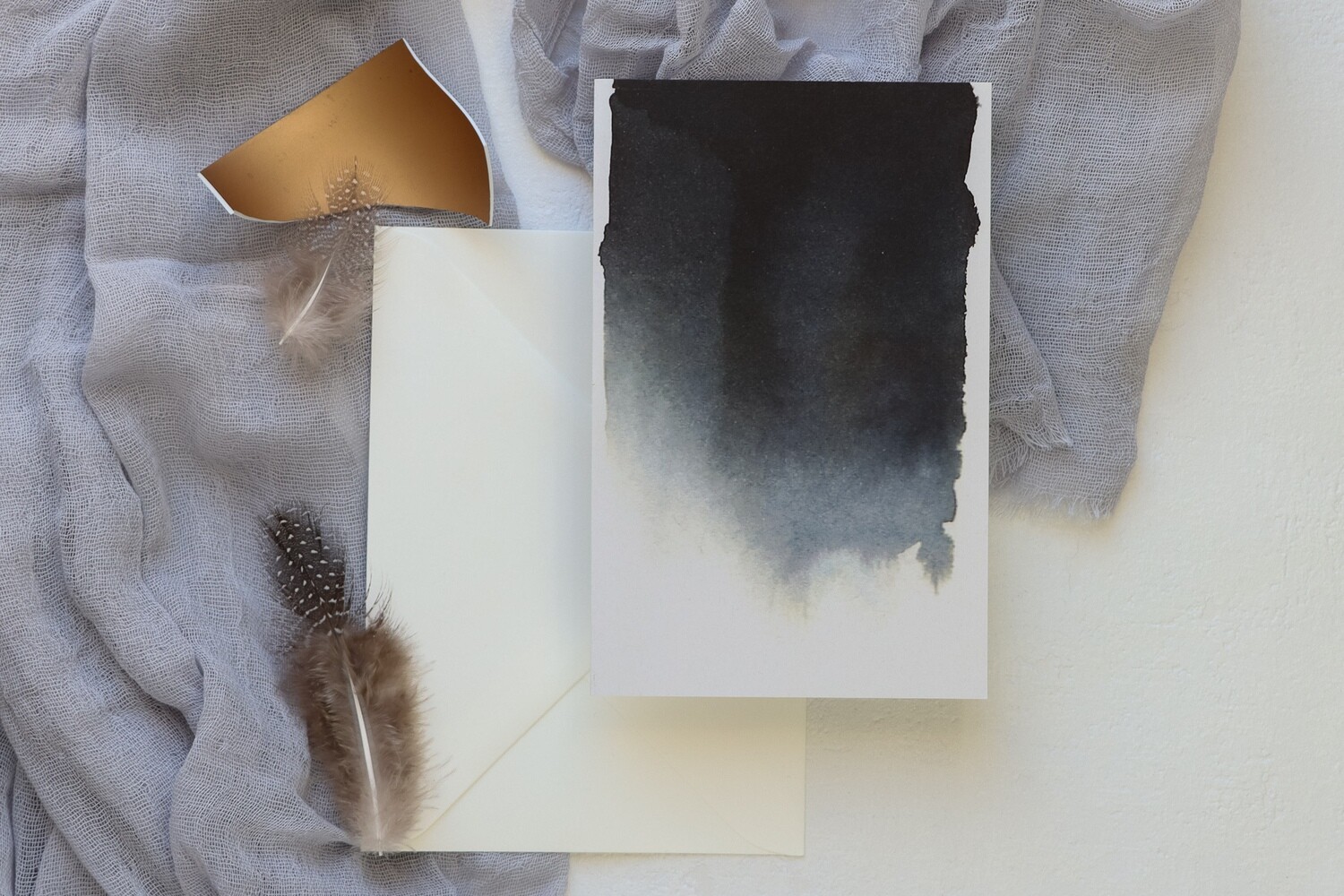 Trauerkarte - schwarz Aquarell - blanko