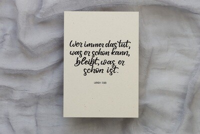 Postkarte Zitat "Wer immer das tut..." - Brushlettering