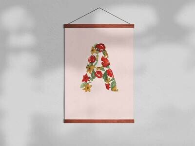Poster - Aquarell-Blumen Buchstaben - Personalisierbar