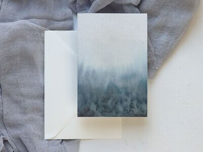 Trauerkarte - blaues Aquarell - blanko